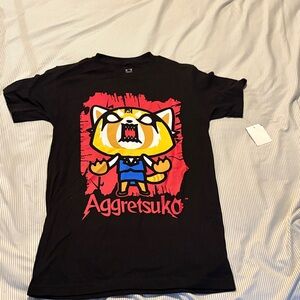 Aggretsuko Black T-Shirt with Red and Yellow Graphic